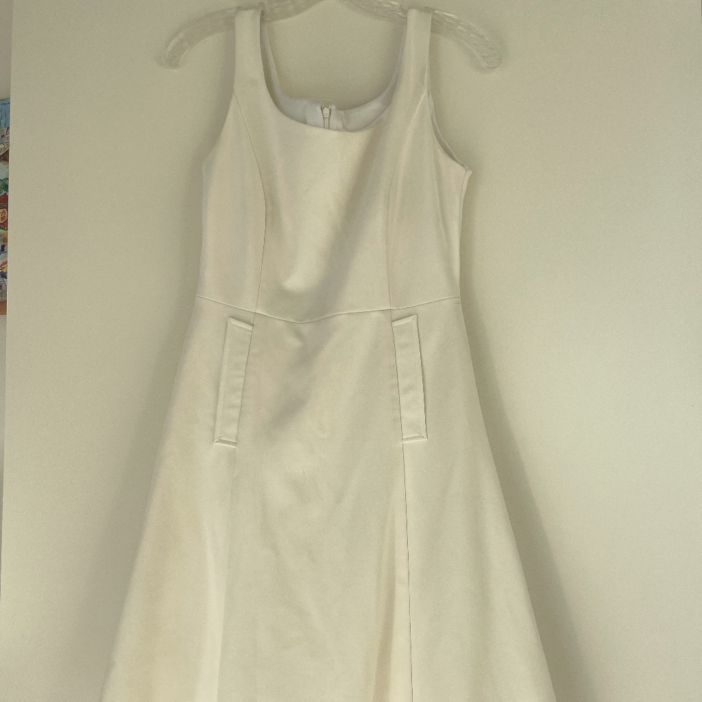 CustomMade Designer WhiteIvory Midi Dress Celine Style